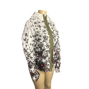 Women XS Elizabeth Roberts Zip Hooded Floral Printed Windbreaker Jacket Coat